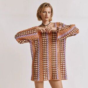 VRG GRL Myra Crochet Mini Dress Apricot